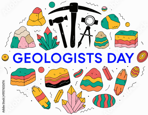 Geologists Day Vector, Earth Science and Geology Profession Illustration