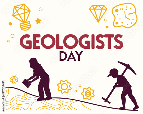 National Geologists Day Vector, Rocks, Minerals, and Earth Study Concept