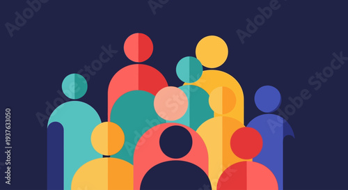 Colorful abstract people icons group representing diversity inclusion community and teamwork concept
