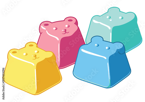 Colorful gummy bears in fun shapes and vibrant hues for kids