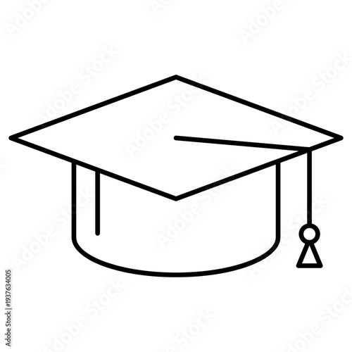 Graduation Mortarboard Cap Minimalist Line Art Icon
