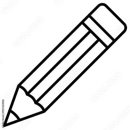 Classic Wooden Pencil with Eraser Minimalist Line Art