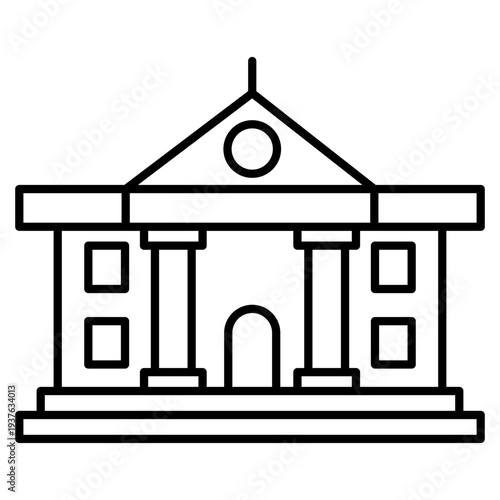 Neoclassical Government Building or Courthouse Line Art Icon