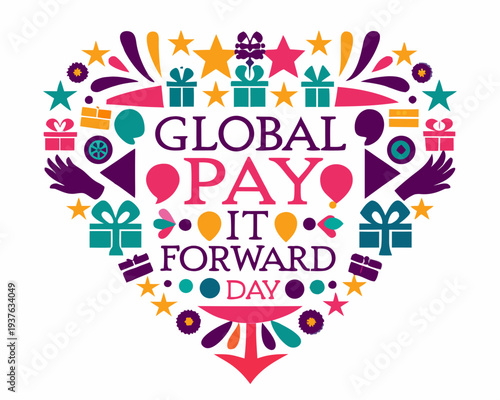 Global Pay It Forward Day Vector, Helping Others and Charity Campaign Design