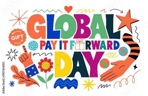 Pay It Forward Awareness Vector, Kindness and Good Deeds Concept Illustration