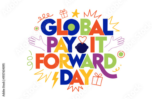 Kindness and Community Support Vector Illustration, Global Pay It Forward Day