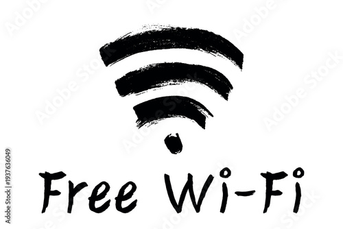 Hand drawn free wifi spot zone sign Public wi-fi area sign Wireless internet clipart in doodle style Single element for print, web, design, decor 3G, 4G, 5G, 6G, IoT