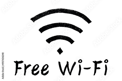 Hand drawn free wifi spot zone sign Public wi-fi area sign Wireless internet clipart in doodle style Single element for print, web, design, decor 3G, 4G, 5G, 6G, IoT