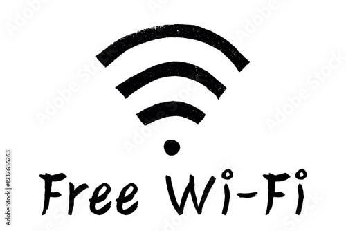 Hand drawn free wifi spot zone sign Public wi-fi area sign Wireless internet clipart in doodle style Single element for print, web, design, decor 3G, 4G, 5G, 6G, IoT