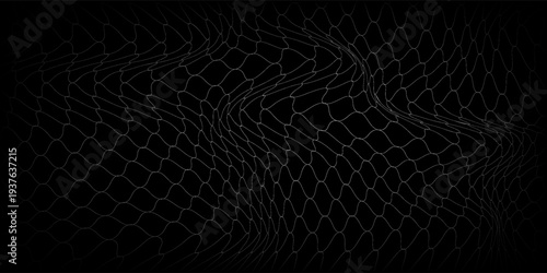 Fishing net seamless pattern. Soccer and football gates mesh. Fishnet texture. Basketball hoop and hockey net pattern. Sportswear texture. Chain link fence. Vector illustration on black background.