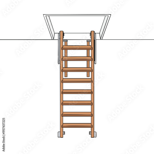 Wooden Attic Ladder for Home Access and Safety