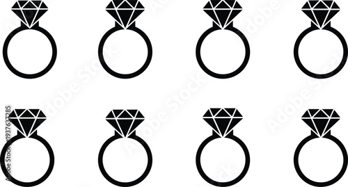 Black diamond rings on white background jewelry