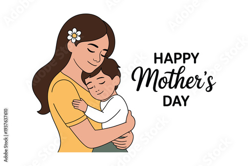 Happy mother's day illustration of a mother and child