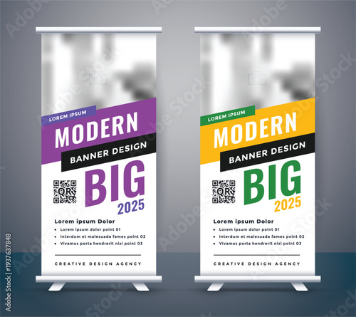 Corporate Roll Up Banner Stand Mockup Template Vector