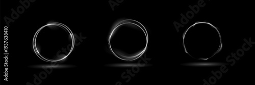 Modern magic witchcraft circle with runes. Ethereal fire portal sign with strange flame spark. Decor elements for magic doctor, shaman, medium. Luminous trail effect on transparent background.