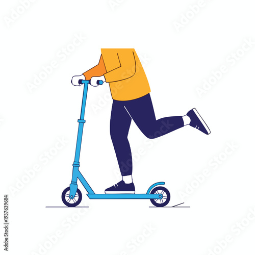 Young person enjoying a fun ride on a modern electric scooter during daytime outdoors