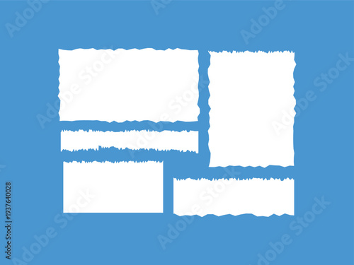 White rough-edged shapes on bright blue background. Blank space invites creativity or text placement. Clean design perfect for digital projects or presentations