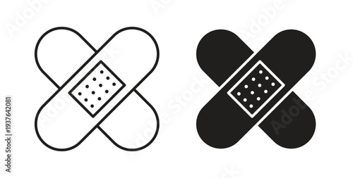 Band aid icon in line design. Editable stroke icon.