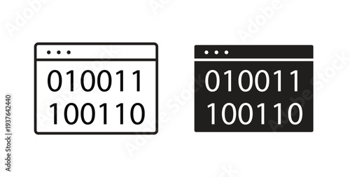 Binary code icon in line design. Editable stroke icon.