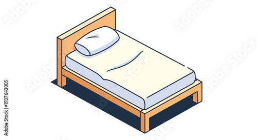 Simple illustration of a single bed with a pillow and bedding.