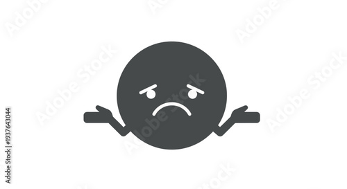 Angry emoticon with raised eyebrows and outstretched arms.