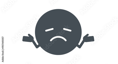 Sad emoticon with shrugging gesture, expressing disappointment or frustration.