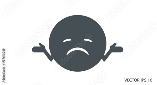 Sad emoticon with shrugging gesture, expressing frustration or disappointment.