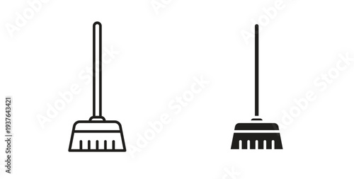 Broom icon in line design. Editable stroke icon.
