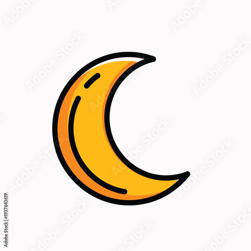 Crescent Moon Icon Cartoon Style Illustration.