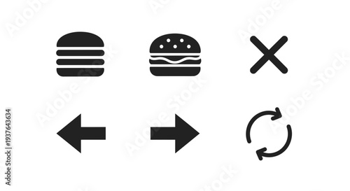 Burger Icons and Arrows.