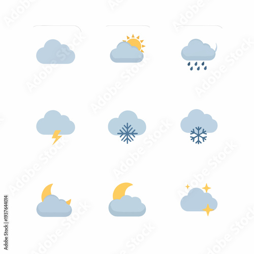 Weather Icons Set with Various Conditions.