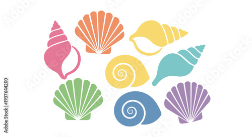 Colorful Seashell Collection - Vector Illustration