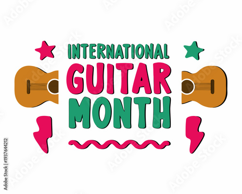 Guitar Music Vector, International Guitar Month Celebration Illustration