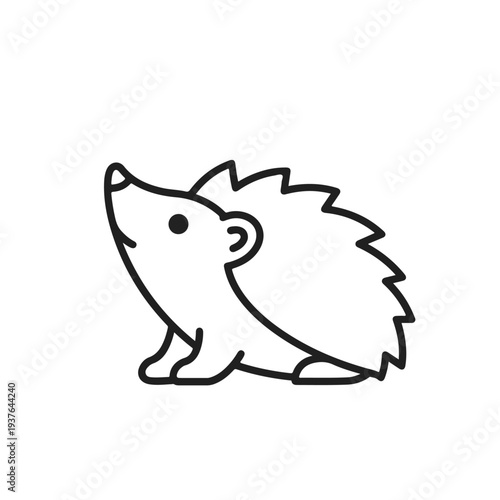Cute hedgehog cartoon character in profile view standing
