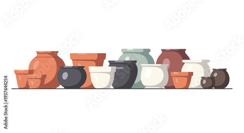 Assorted Clay Pots Display.