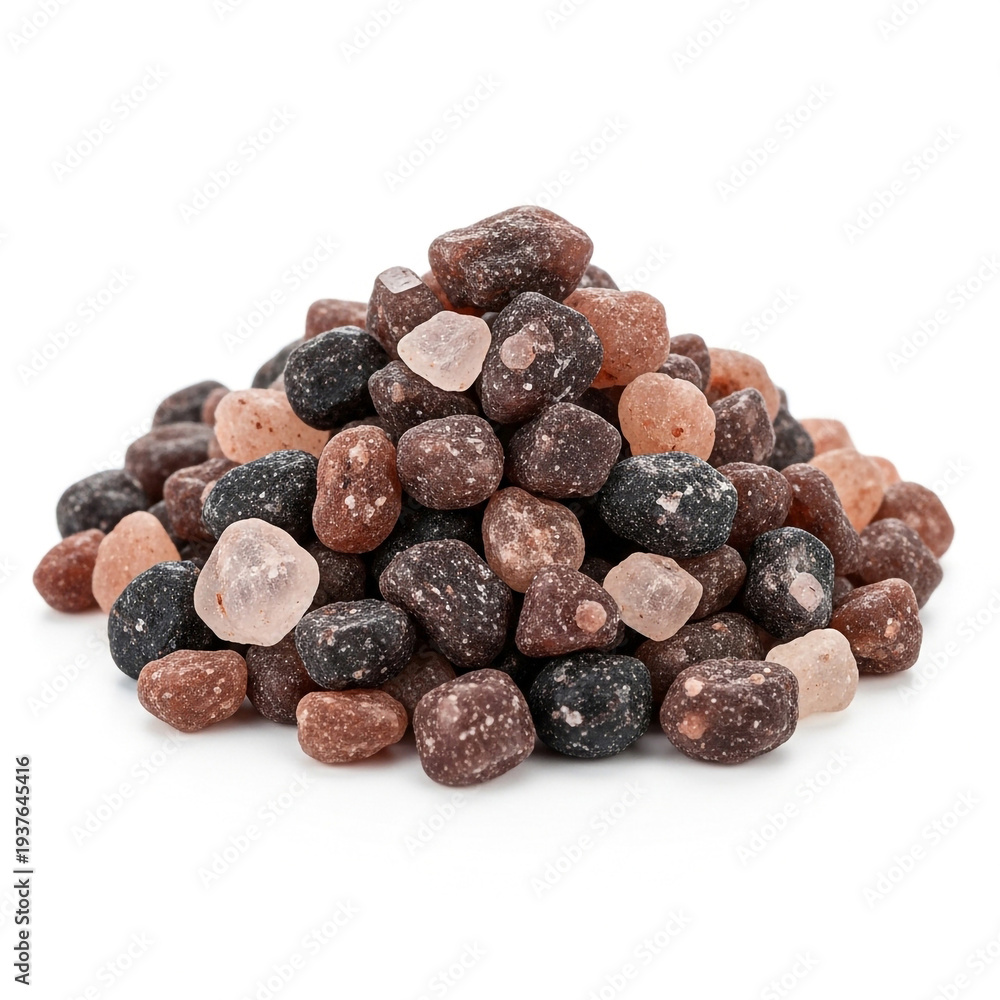 Obraz premium Clean element of volcanic black salt for ayurvedic and wellness layout