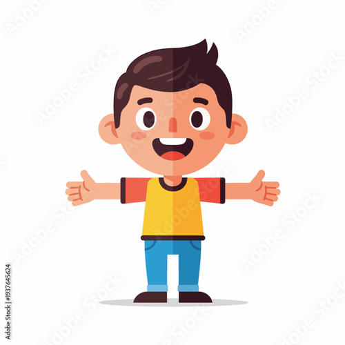 Cartoon Boy Giving Thumbs Up Gesture.