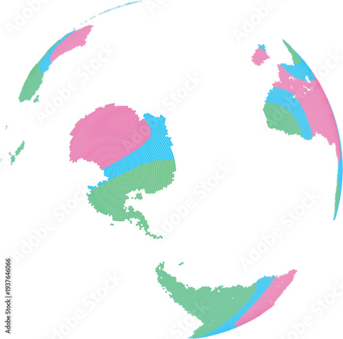 Vibrant neon dotted globe vector illustration. Colorful halftone earth global network connection and futuristic technology concept.