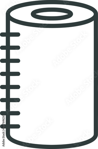 A black and white line drawing of a cylinder with spiral binding
