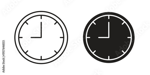 Clock nine icon in line design. Editable stroke icon.
