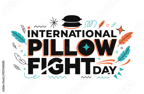 INTERNATIONAL PILLOW FIGHT DAY vector illustration 