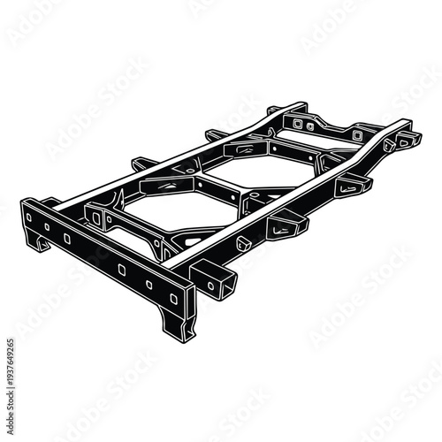 Black Metal Frame with Multiple Sections and Support Beams