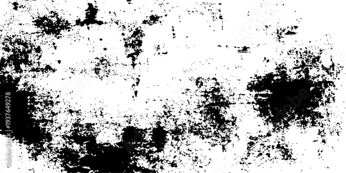 Black ink splash and spray paint splat vector element with grunge texture and dirty brush stain pattern for an artistic frame border design illustration