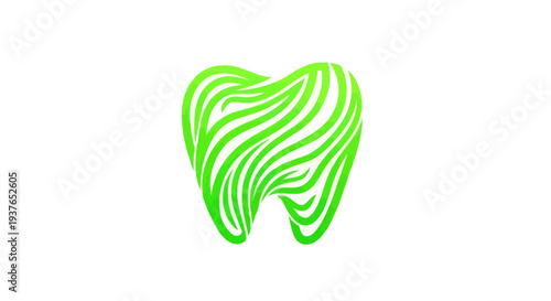 Abstract Green Tooth with Zebra Stripes - Dental Health and Care Concept