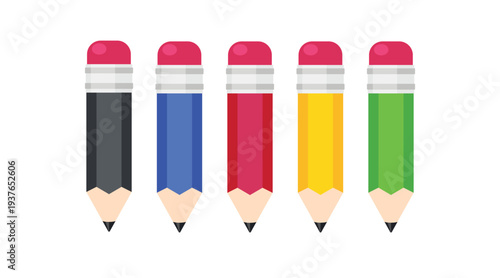 colourfull pencil icon vector illustration, sharpened pencil for writing, sketching, and education