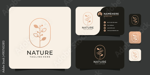 Minimalist nature plant leaf logo for spa yoga decoration