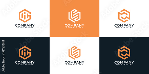 Company abstract hexagon logo design