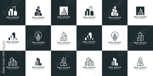 Creative architecture building real estate logo collection