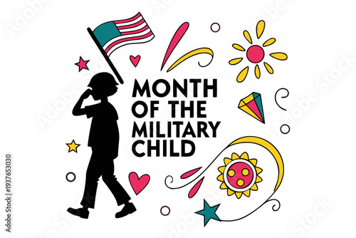 Military Child Appreciation Month Vector, Support and Recognition Illustration