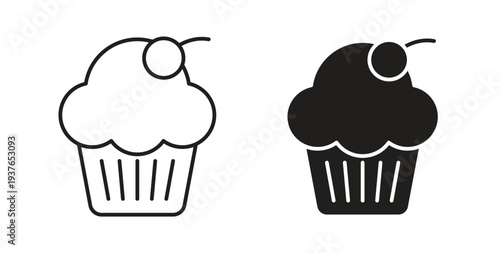 Cupcake icon in line design. Editable stroke icon.